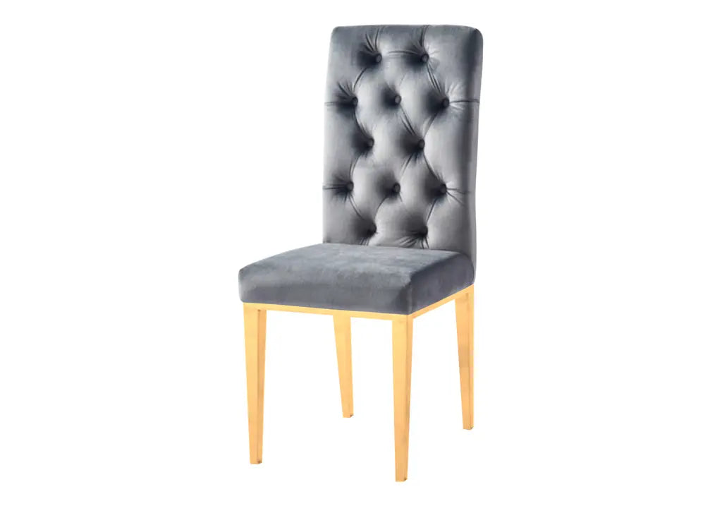 Chaise capitonnée dorée anthracite NEVA (lot de 2) New Design