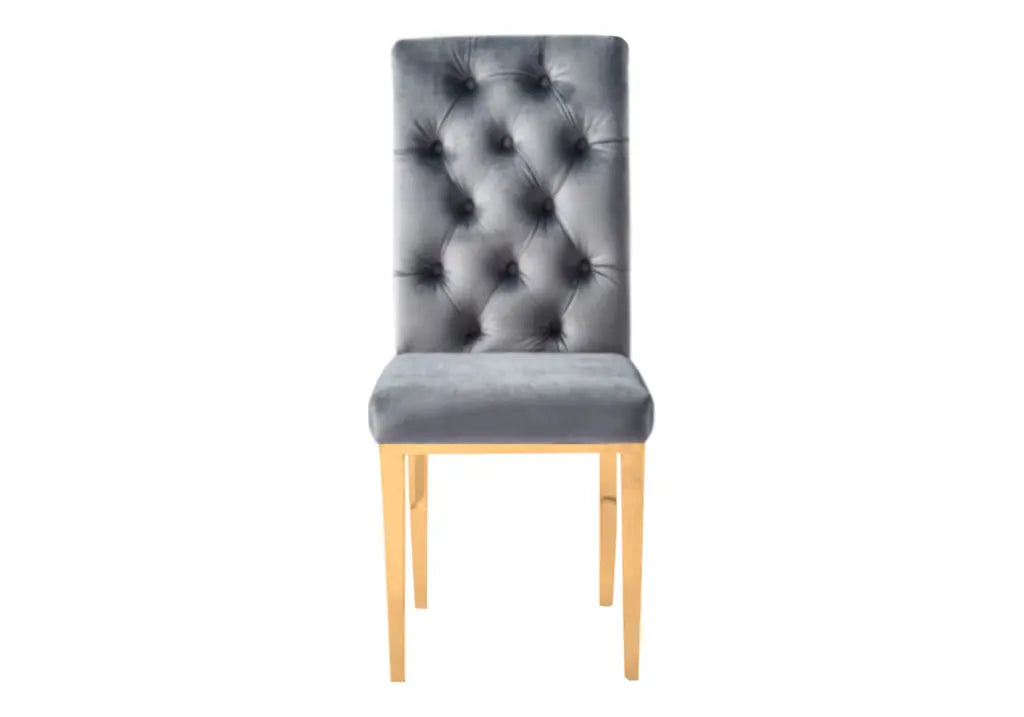 Chaise capitonnée dorée anthracite NEVA (lot de 2) New Design