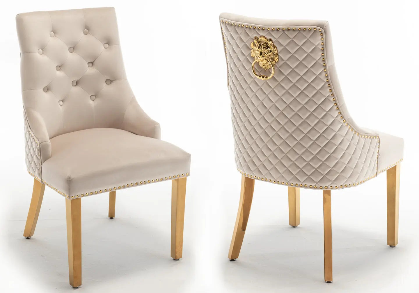 Lot de 6 chaises de salle à manger en velours avec heurtoir de porte unique à l'arrière,conception de tête de clou et pieds en bois massif,beige chaise beige Lot de 6 chaises de salle à manger en velours avec heurtoir de porte unique à l'arrière,conception de tête de clou et pieds en bois massif,beige chaise beige