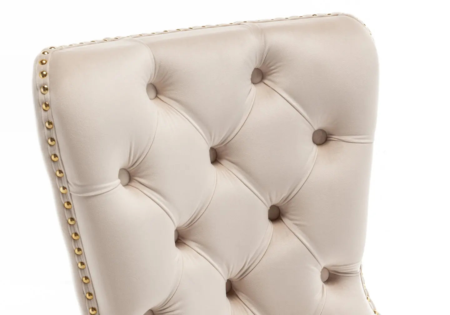 Chaise capitonnée dorée beige LORA New Design
