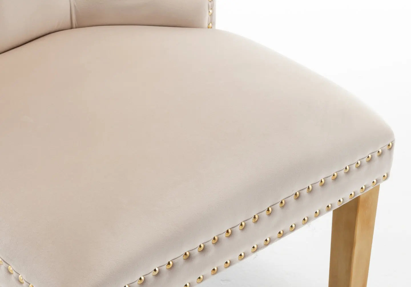 Chaise capitonnée dorée beige LORA New Design