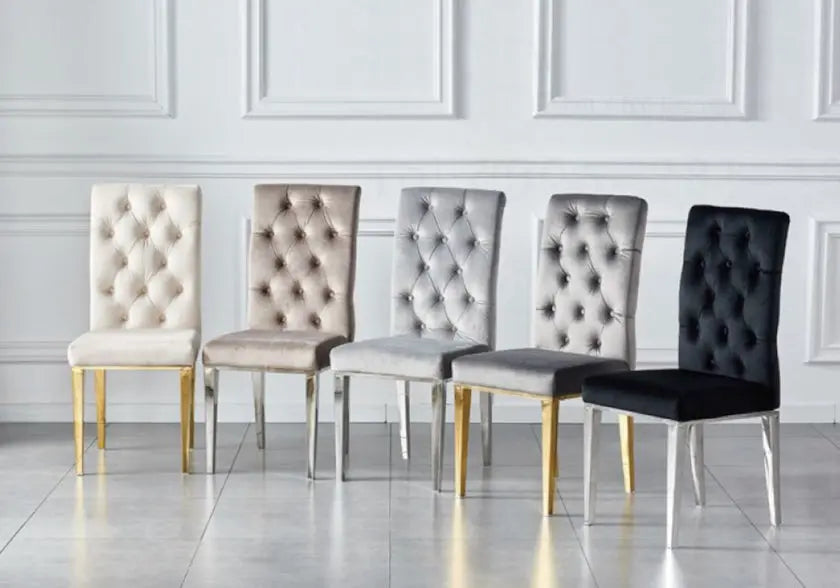 Chaise capitonnée dorée beige NEVA (lot de 2) New Design