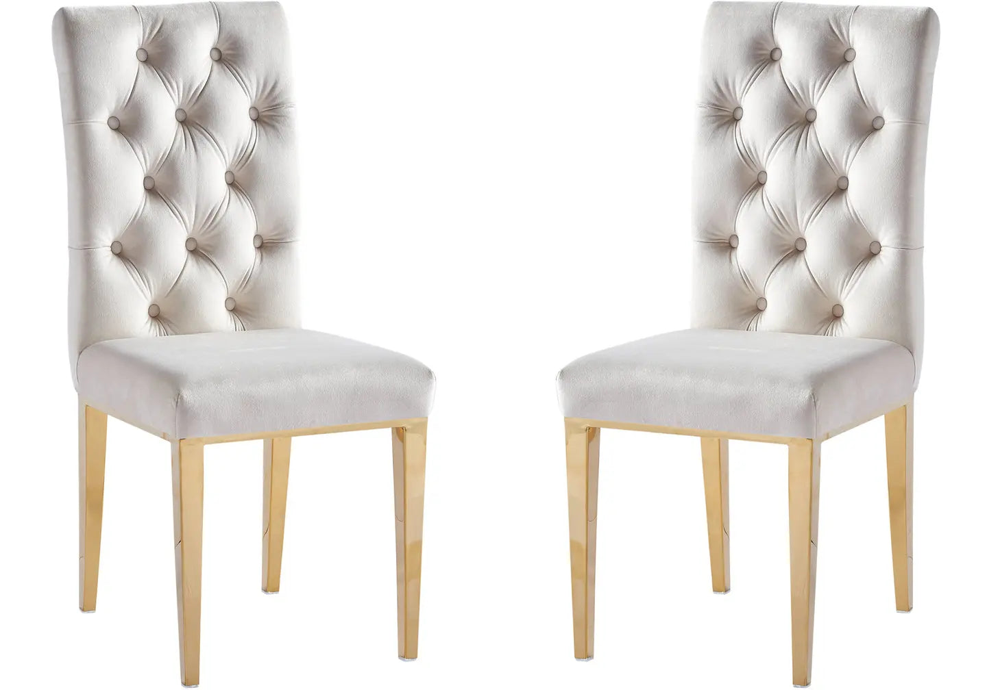 Chaise capitonnée dorée écru NEVA (lot de 2) New Design