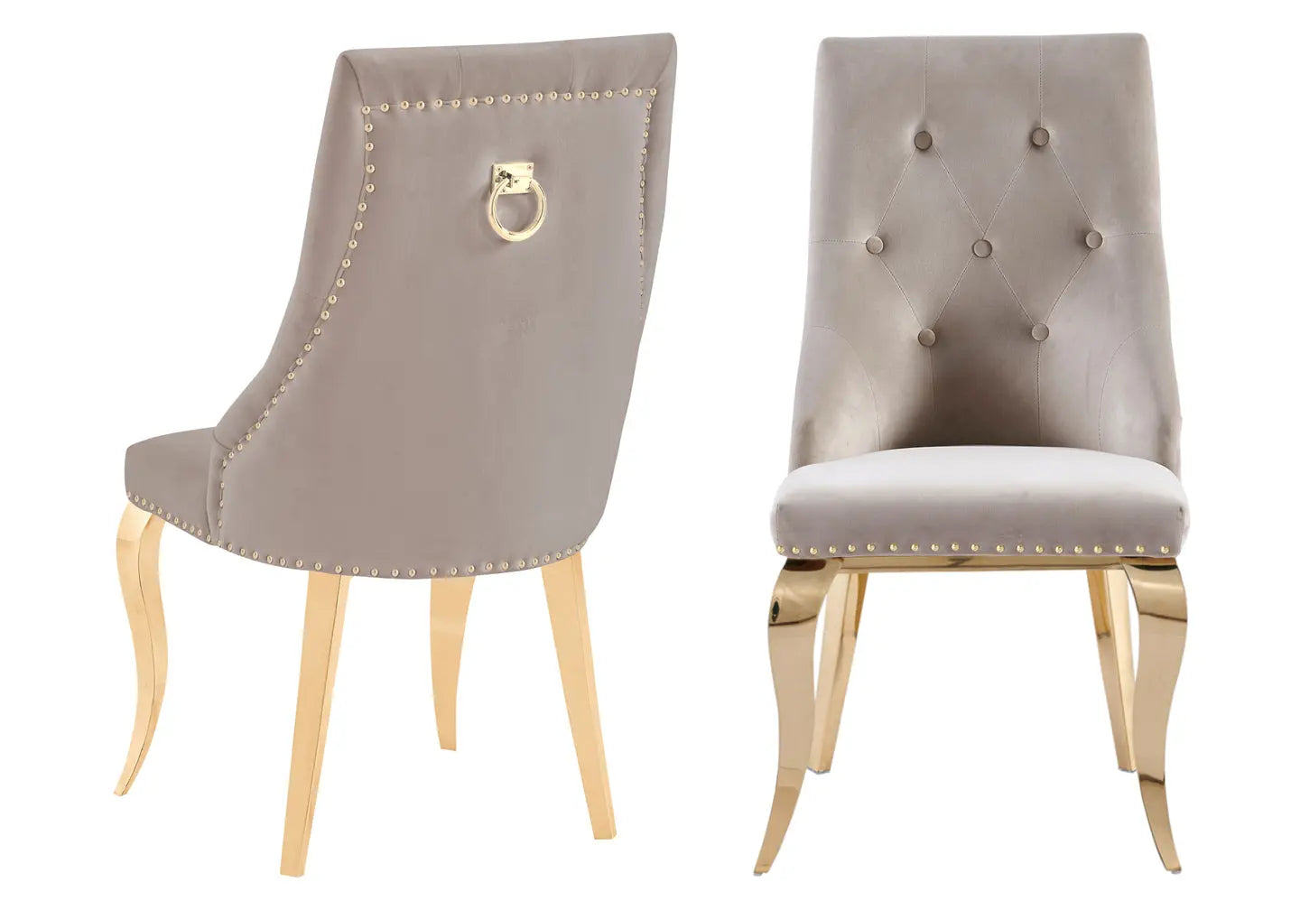 Chaise capitonnée dorée moka LARA New Design