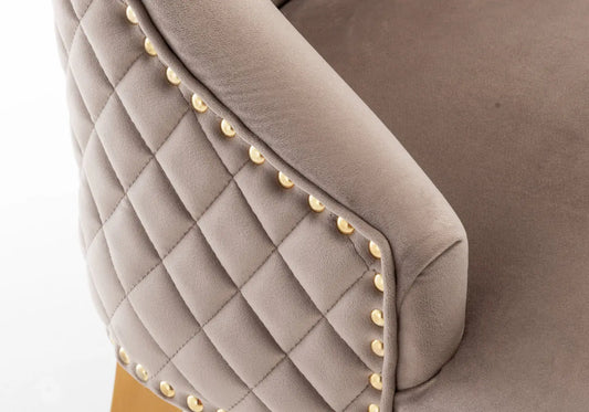 Chaise capitonnée dorée moka LIDY New Design