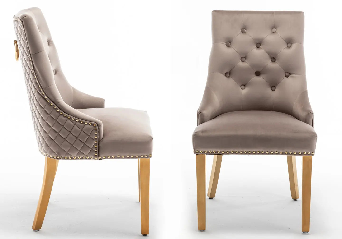 Chaise capitonnée dorée moka LIDY New Design