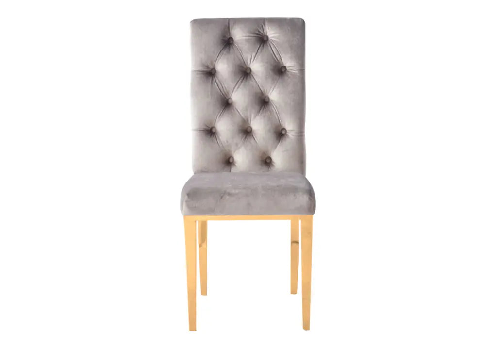 Chaise capitonnée dorée moka NEVA (lot de 2) New Design