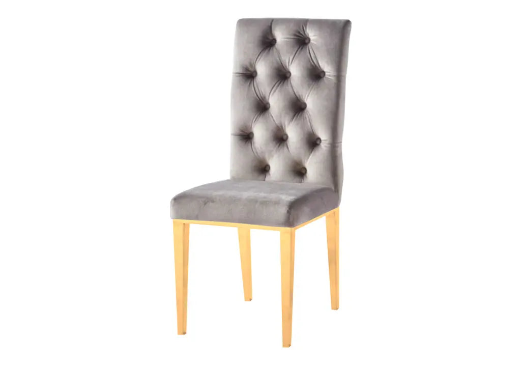 Chaise capitonnée dorée moka NEVA (lot de 2) New Design