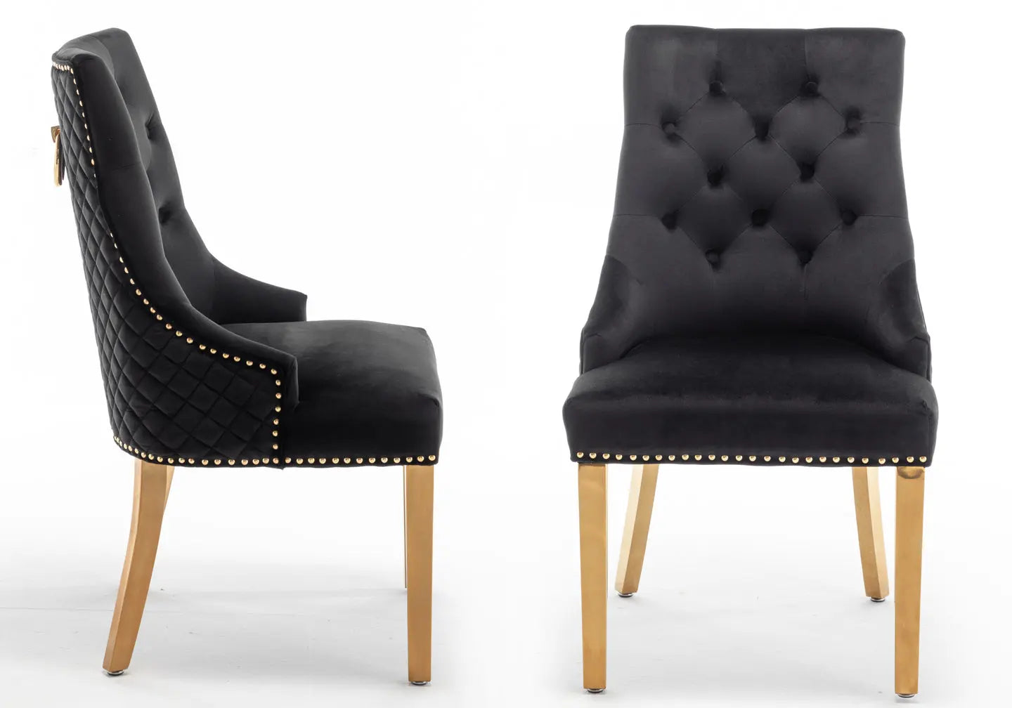 Chaise capitonnée dorée noir LIDY New Design
