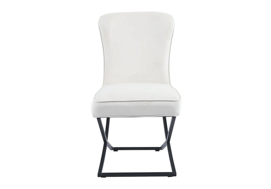 Chaise capitonnée ecru pied noir ENZO(Lot de 2) New Design