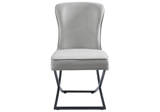 Chaise capitonnée gris pied noir ENZO (Lot de 2) New Design