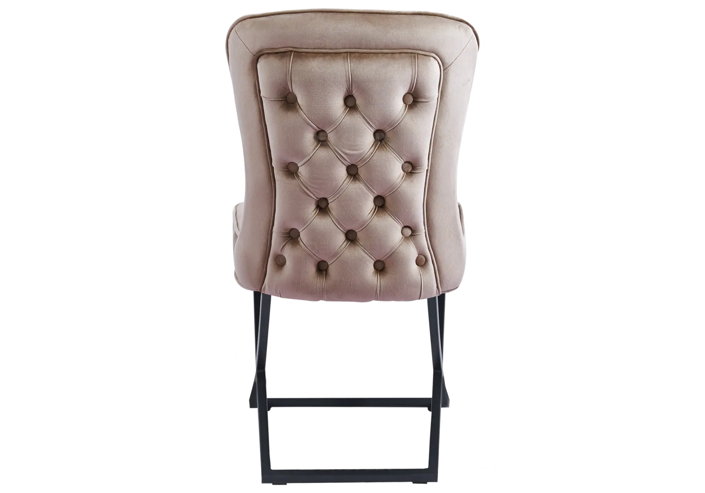 Chaise capitonnée taupe pied noir ENZO (Lot de 2) New Design