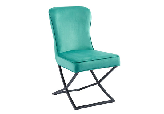 Chaise capitonnée vert pied noir ENZO(Lot de 2) New Design