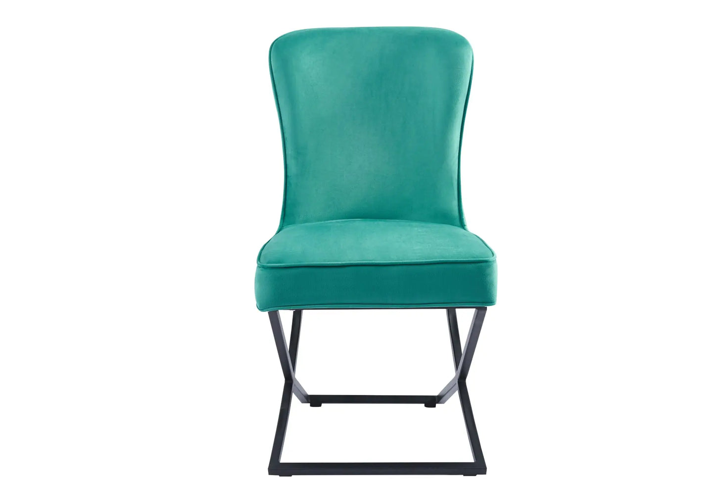 Chaise capitonnée vert pied noir ENZO(Lot de 2) New Design