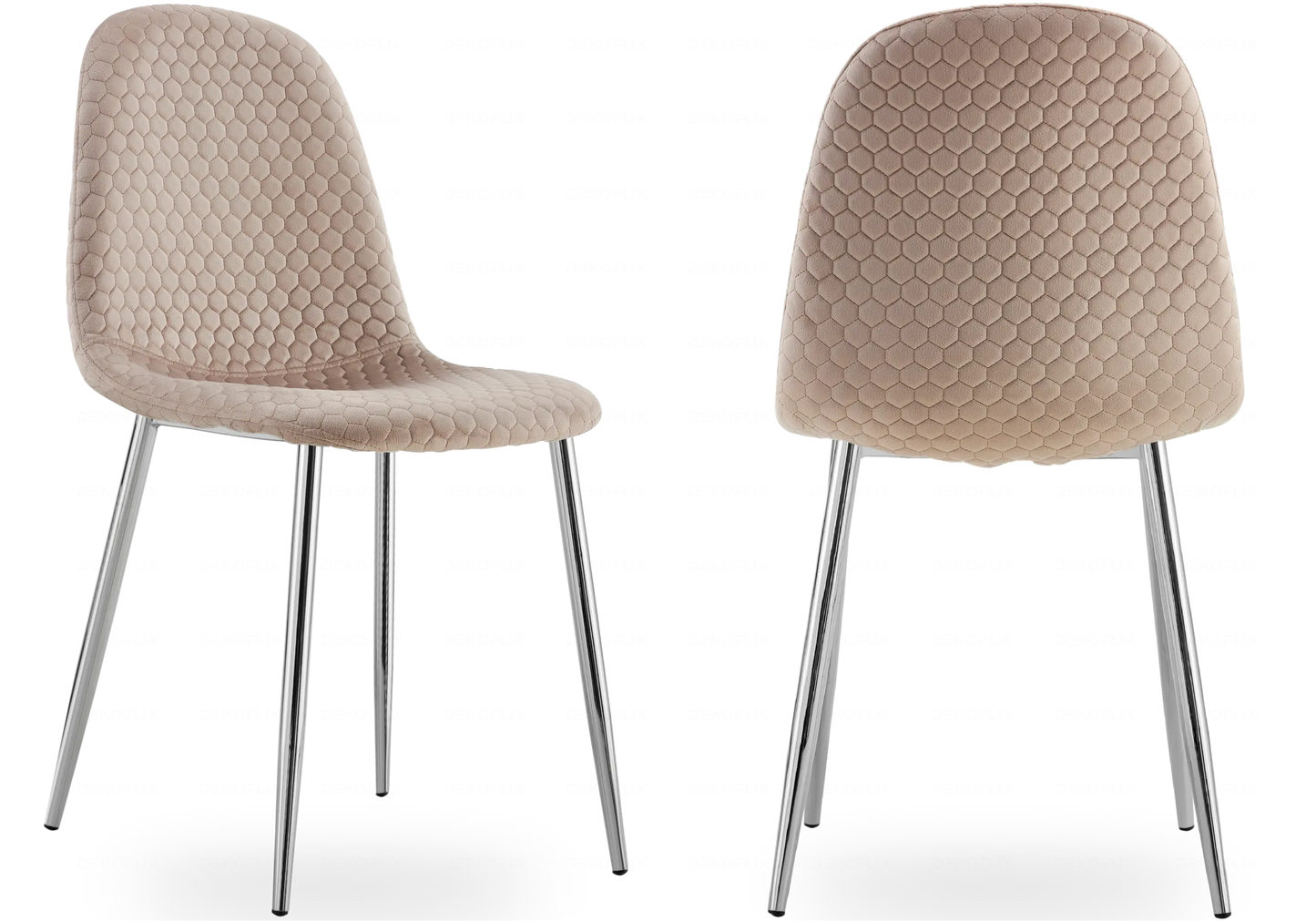 Chaise chromé velours taupe ALMA (lot de 4) New Design