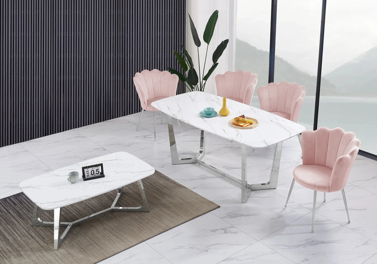 Chaise coquillage chrome rose NYMEA (Lot de 2) New Design