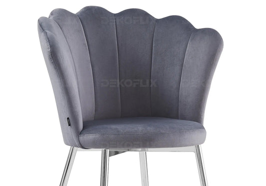 Chaise coquillage pied argenté velours argent NYMEA New Design