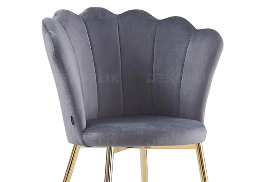Chaise coquillage pied doré velours argent NYMEA New Design