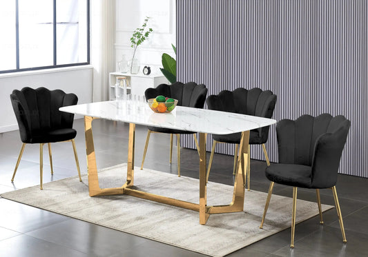 Chaise coquillage pied doré velours noir NYMEA New Design