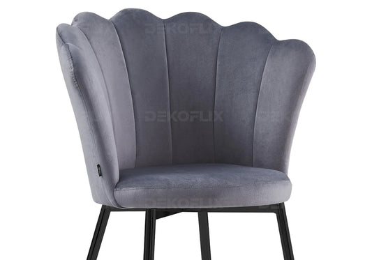 Chaise coquillage pied noir velours argent NYMEA New Design