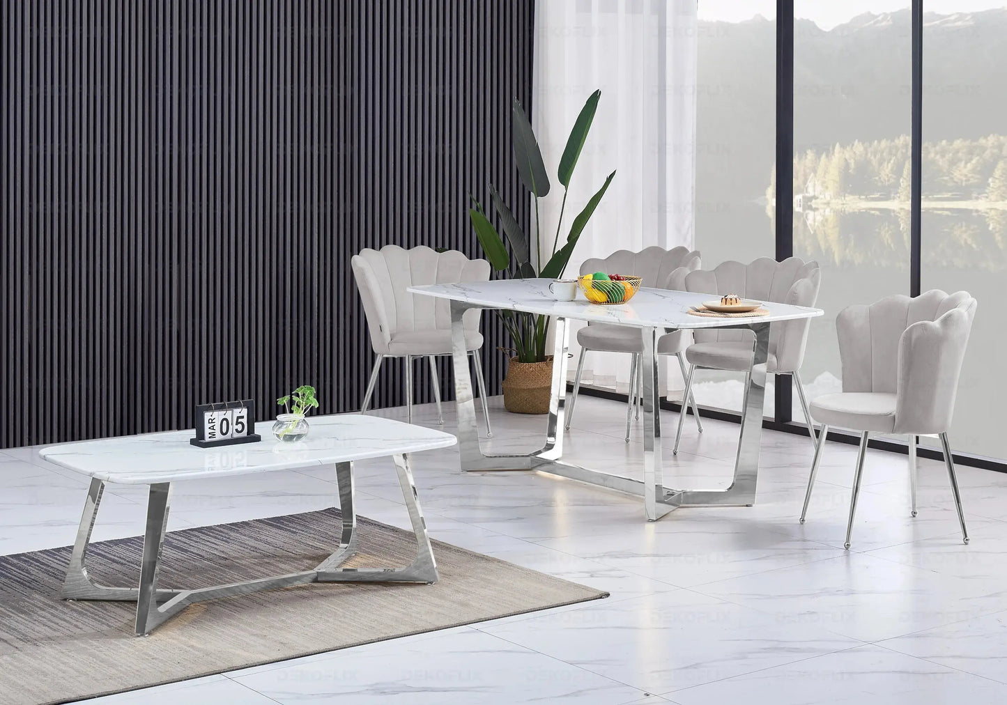 Chaise coquillage pied noir velours gris NYMEA New Design