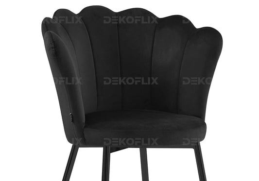 Chaise coquillage pied noir velours noir NYMEA New Design