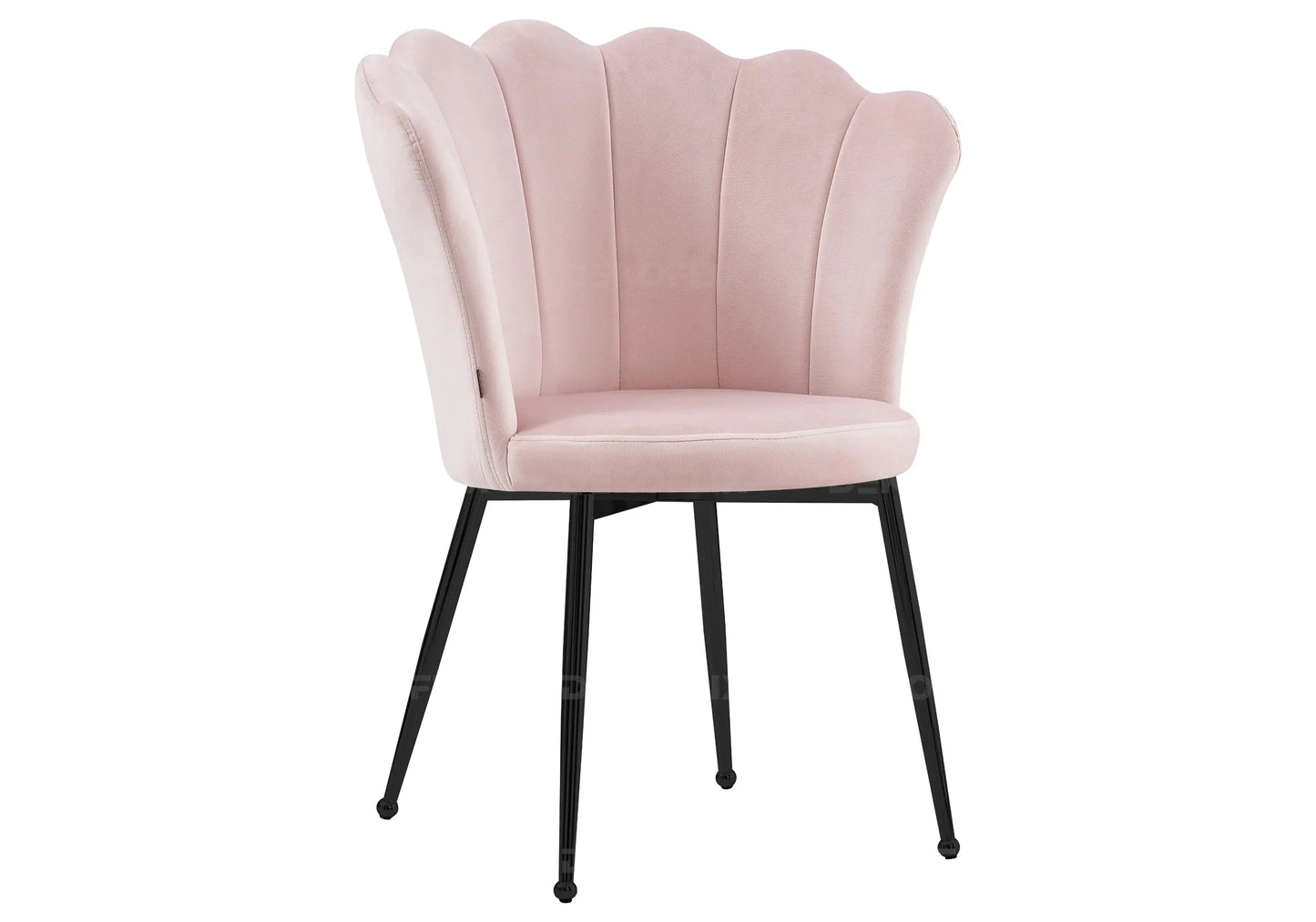 Chaise coquillage pied noir velours rose NYMEA New Design
