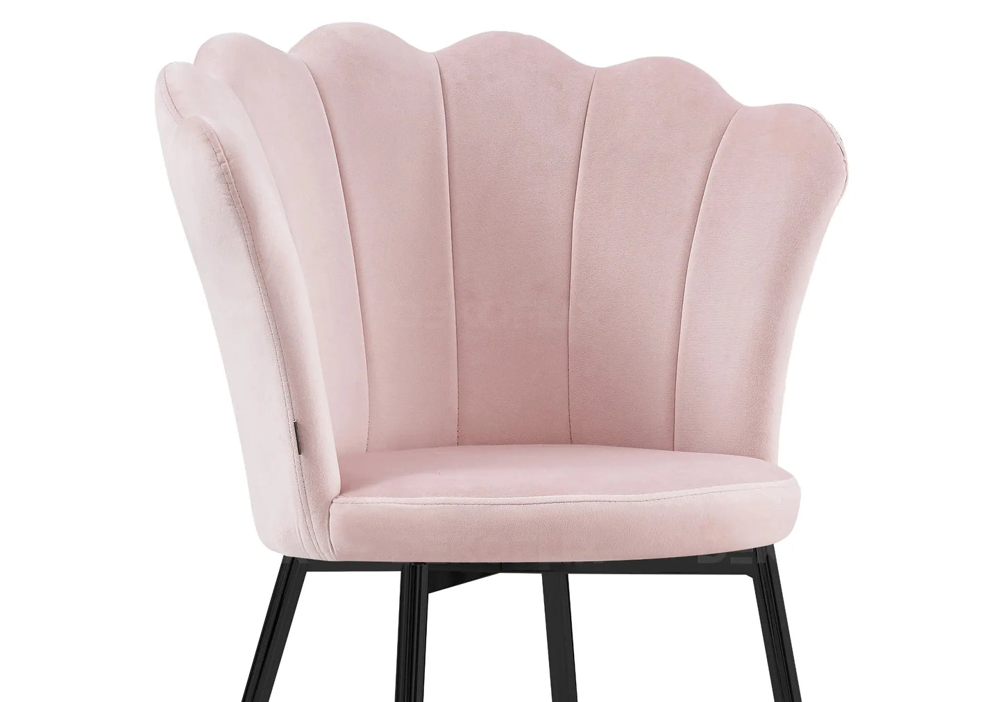 Chaise coquillage pied noir velours rose NYMEA New Design
