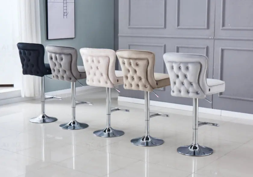 Chaise de bar capitonnée beige ENZO New Design