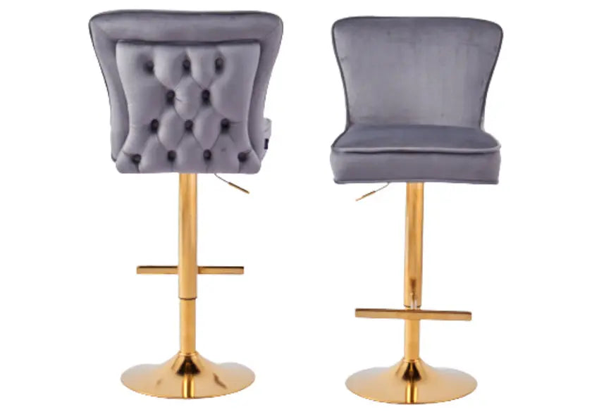 Chaise de bar dorée capitonnée anthracite ENZO New Design
