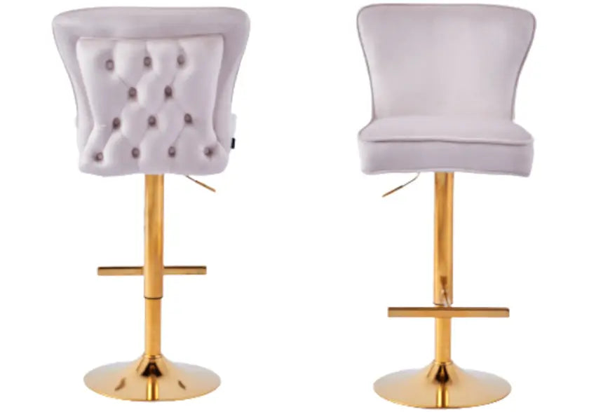 Chaise de bar dorée capitonnée beige ENZO New Design