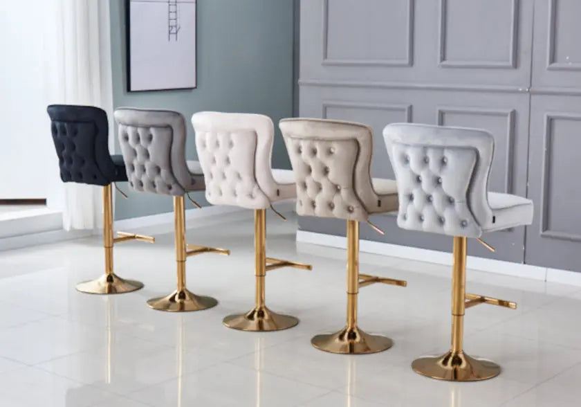 Chaise de bar dorée capitonnée beige ENZO New Design