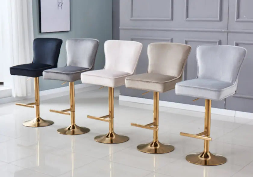 Chaise de bar dorée capitonnée beige ENZO New Design