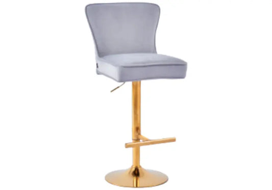 Chaise de bar dorée capitonnée gris ENZO New Design
