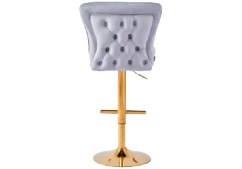 Chaise de bar dorée capitonnée gris ENZO New Design