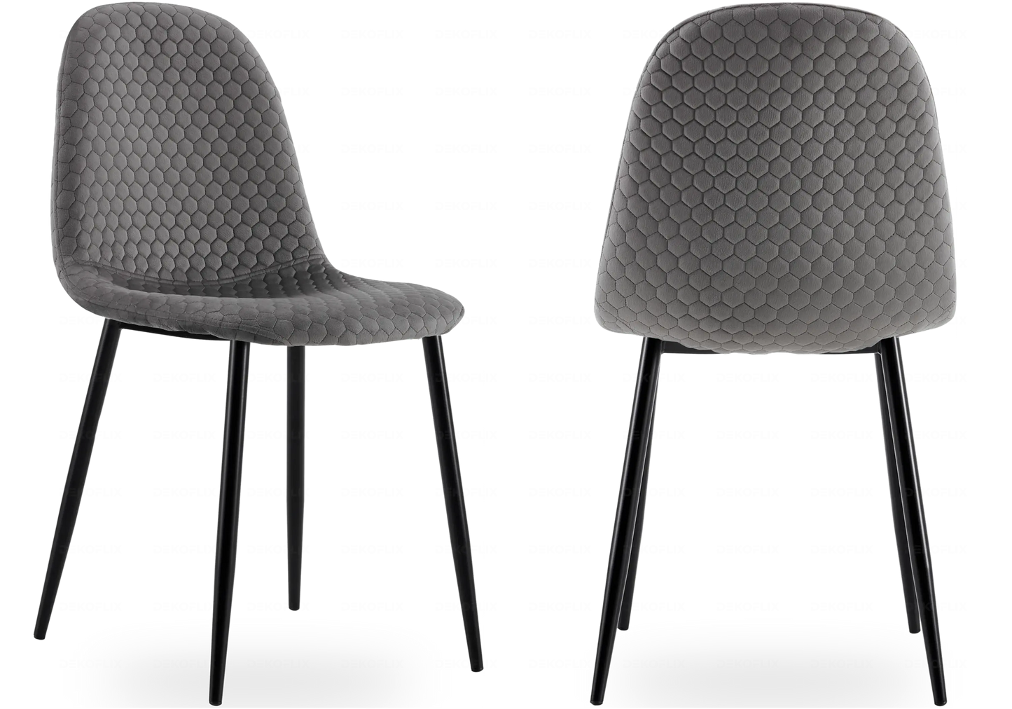 Chaise design velours anthracite ALMA (lot de 4) New Design