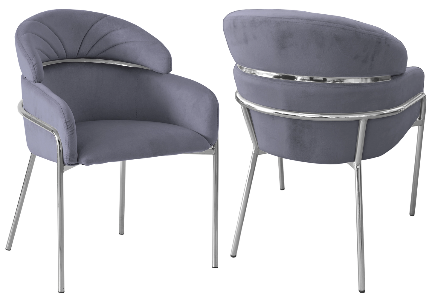 Chaise design velours gris pieds chromés – NOAM