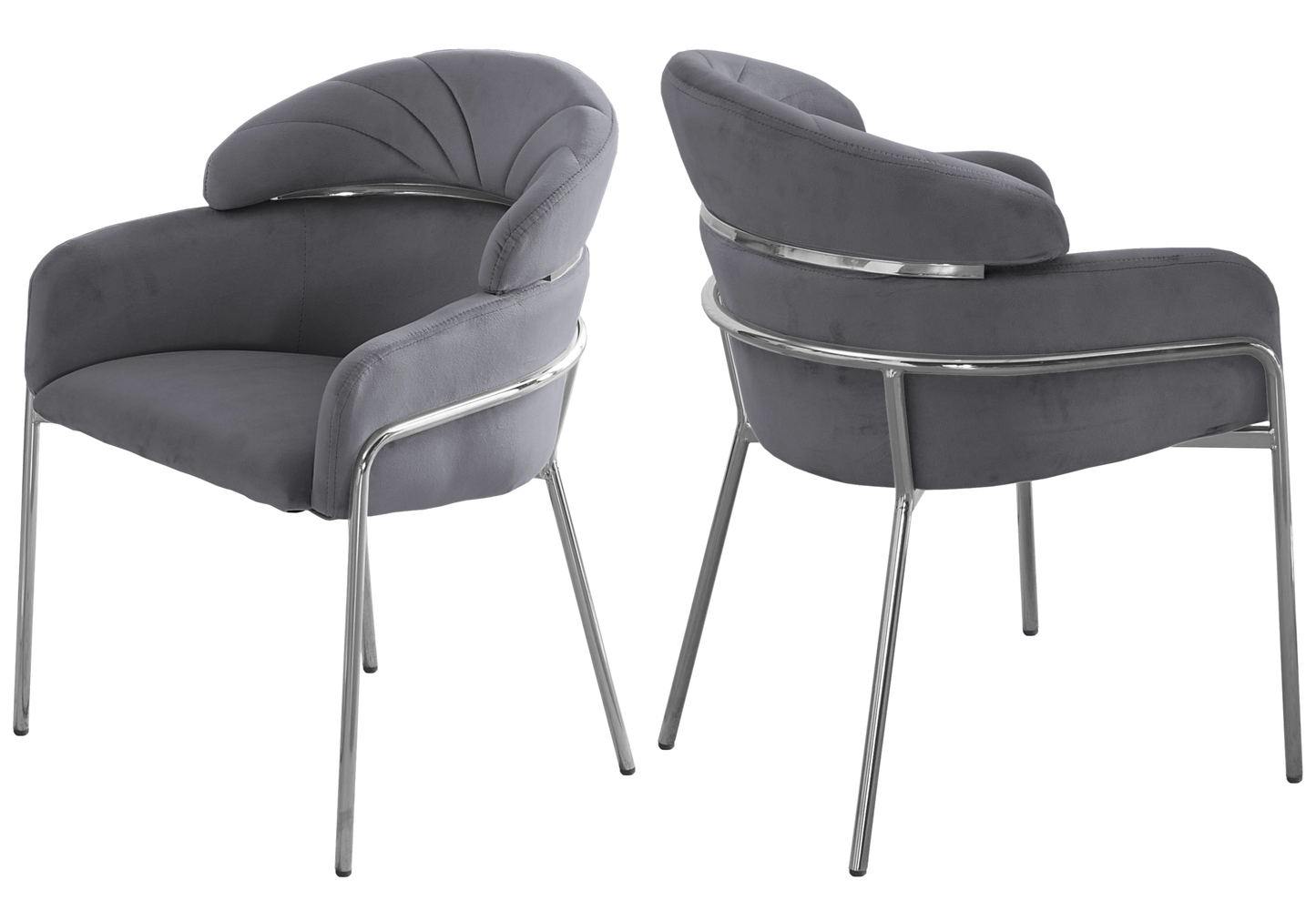 Chaise design velours gris pieds chromés – NOAM