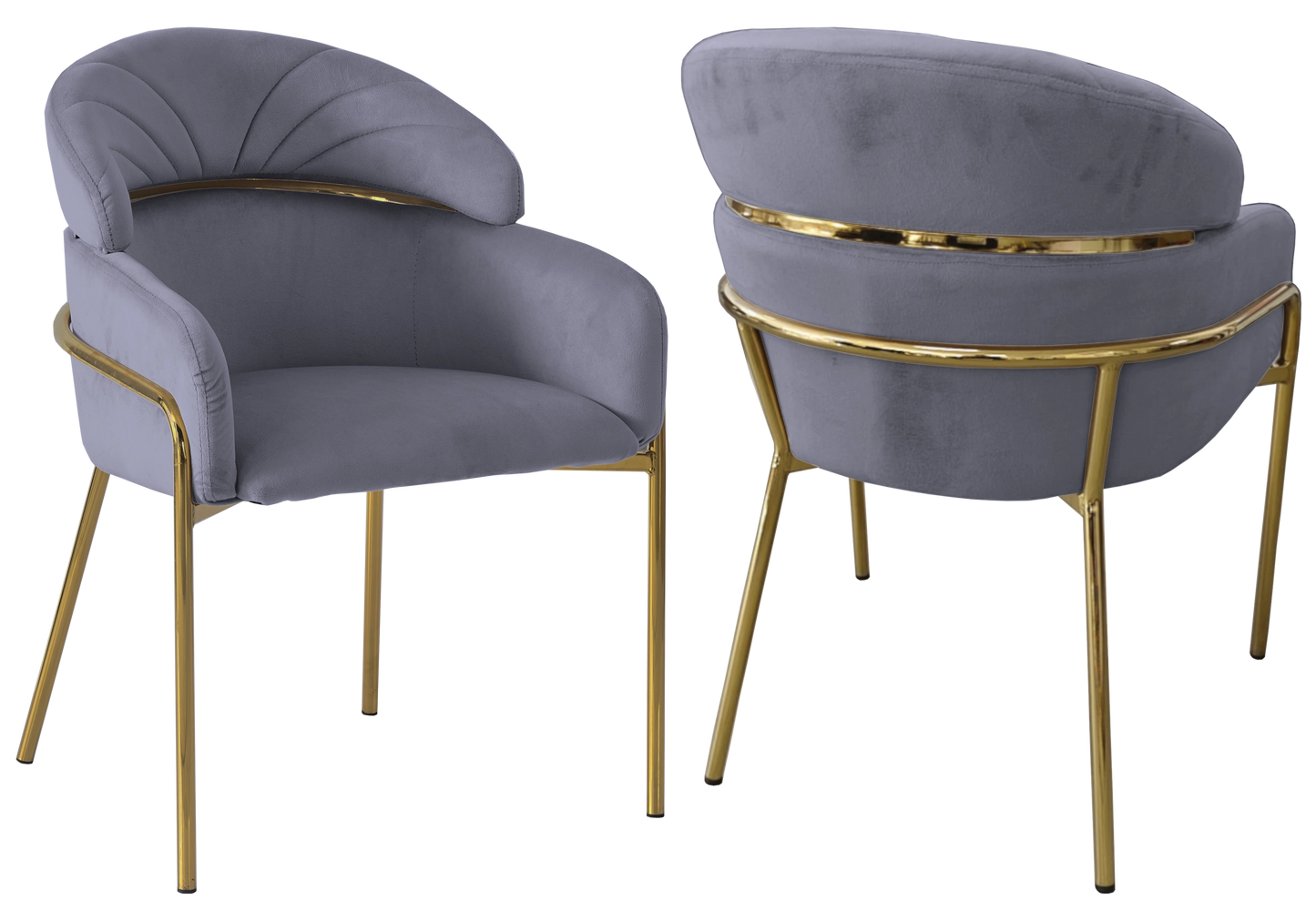 Chaise design velours gris pieds dorés – NOAM