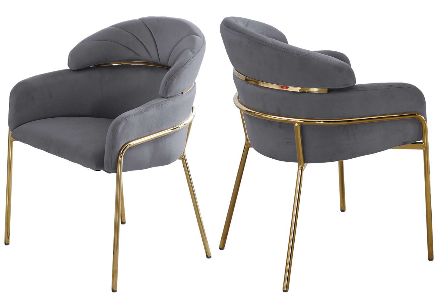 Chaise design velours gris pieds dorés – NOAM