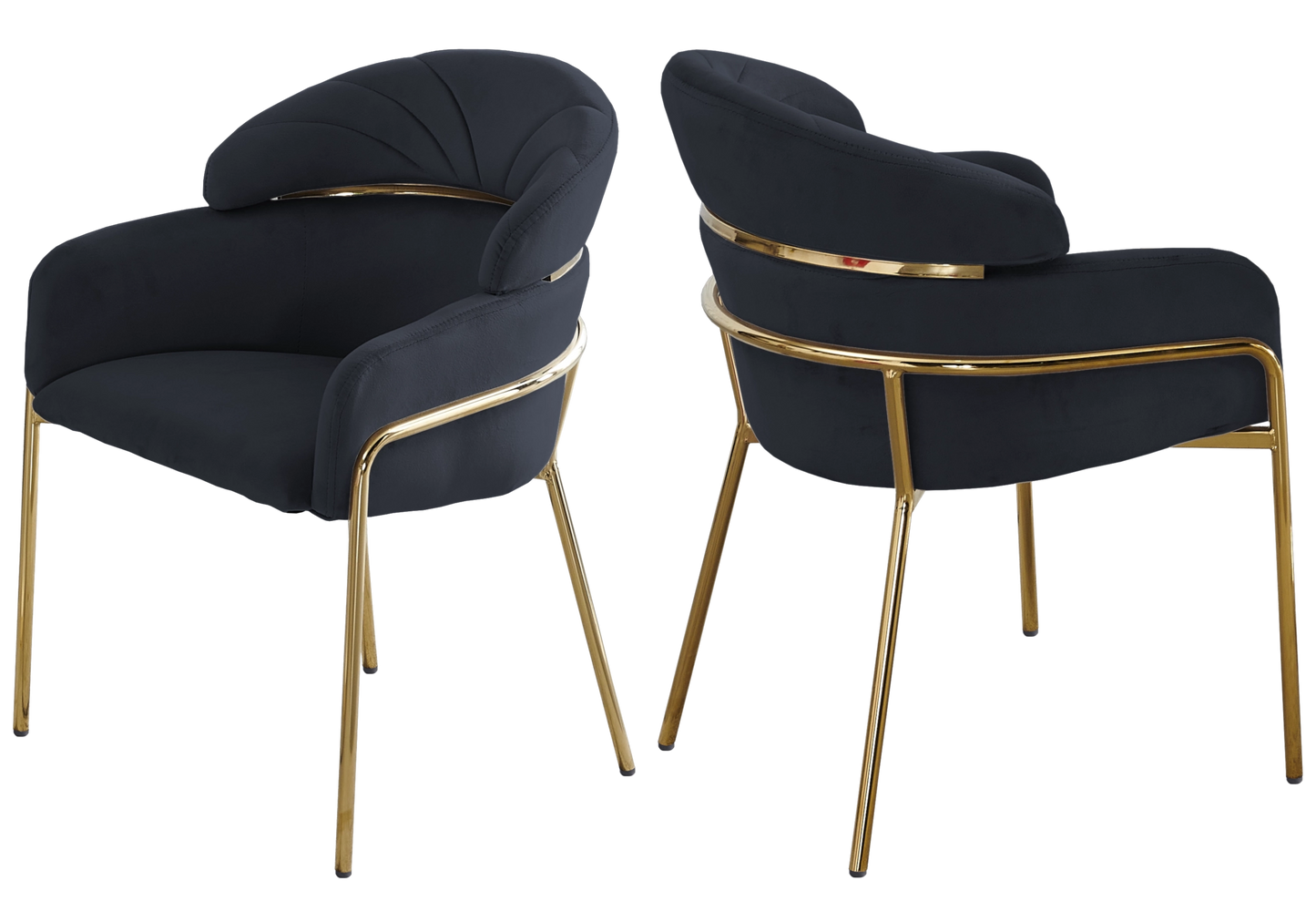Chaise design velours noir pieds dorés – NOAM