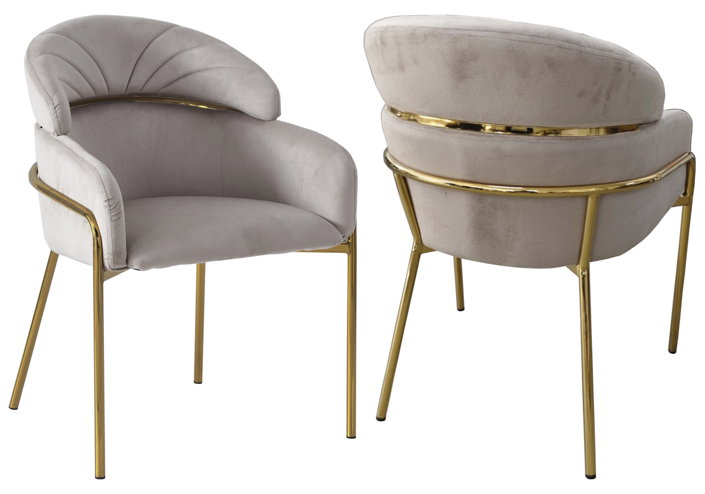 Chaise design velours taupe pieds dorés – NOAM