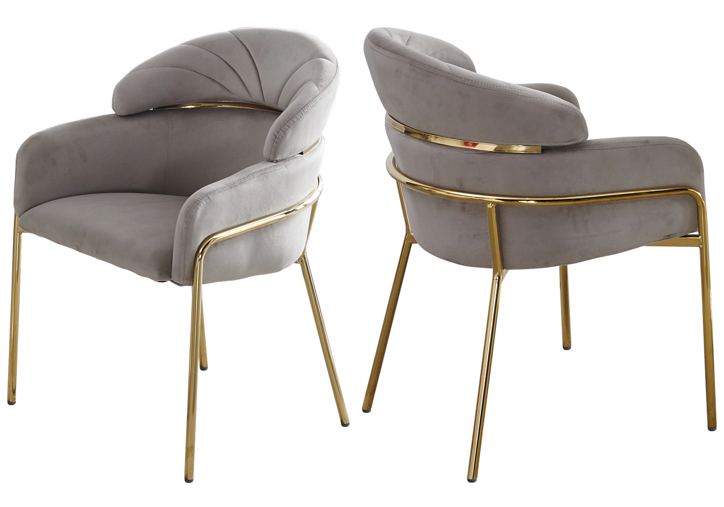 Chaise design velours taupe pieds dorés – NOAM