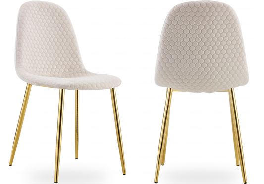Chaise doré velours beige ALMA (lot de 4) New Design