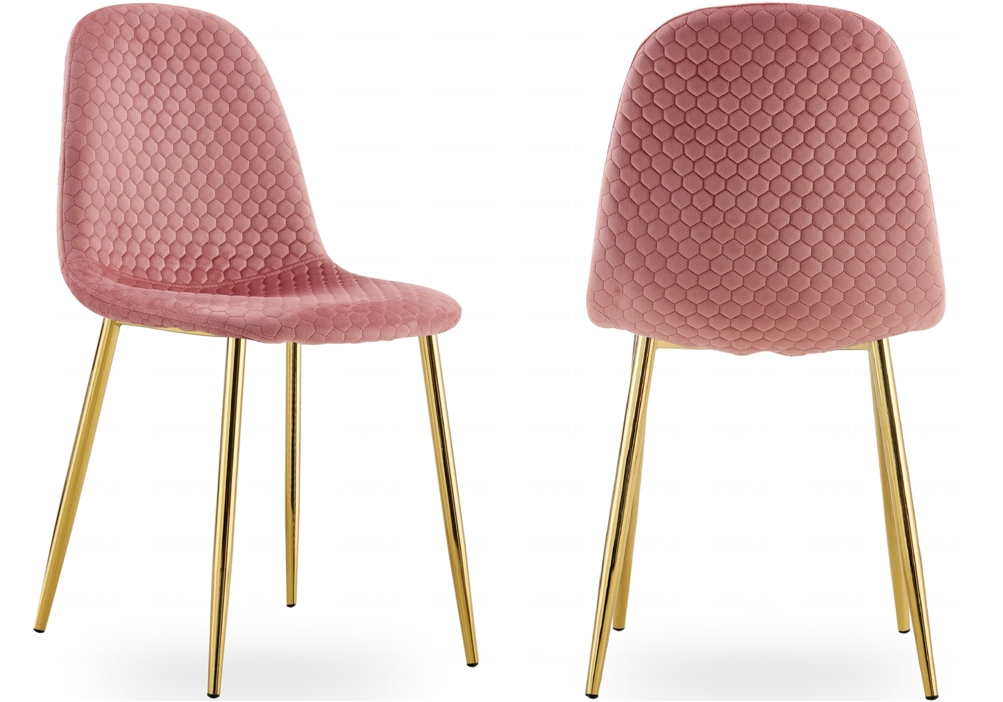 Chaise doré velours rose ALMA (lot de 4) New Design