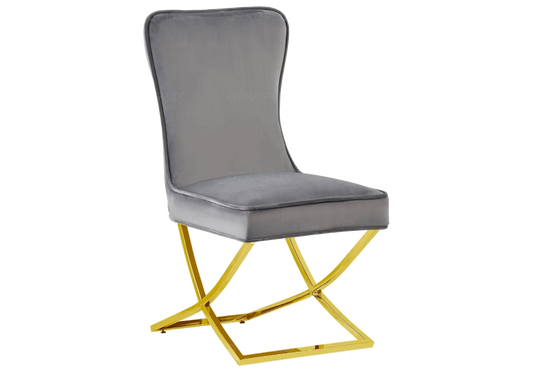 Chaise dorée capitonnée anthracite ENZO (Lot de 2) New Design