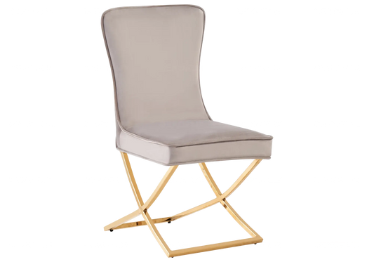 Chaise dorée capitonnée beige ENZO (Lot de 2) New Design