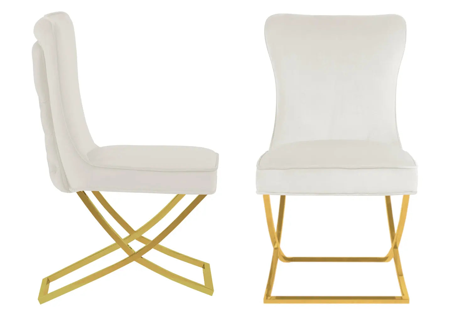 Chaise dorée capitonnée écru ENZO (Lot de 2) New Design