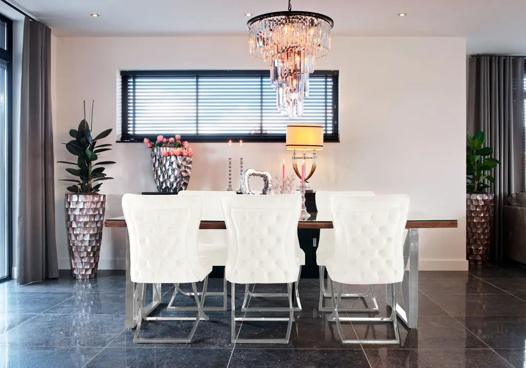 Chaise dorée capitonnée écru ENZO (Lot de 2) New Design