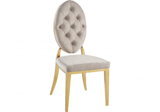 Chaise médaillon capitonnée dorée moka NEO New Design